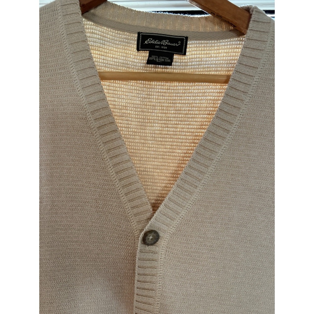 Eddie Bauer Vintage Knit V-Neck Button Front Sweater Vest Beige Sz XL Heritage - Picture 5 of 8